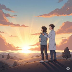医師と夜明けのイラスト